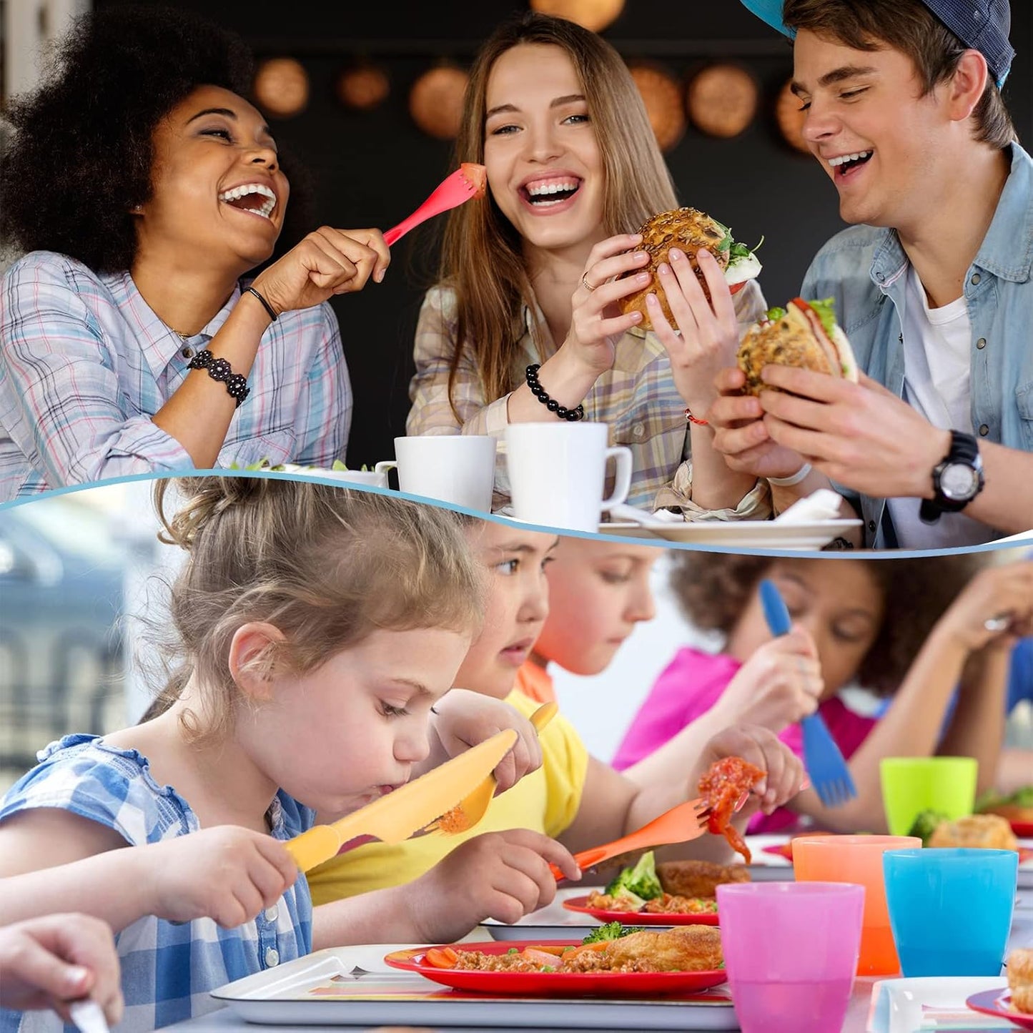 Set cubiertos plástico sin BPA para niños y adultos