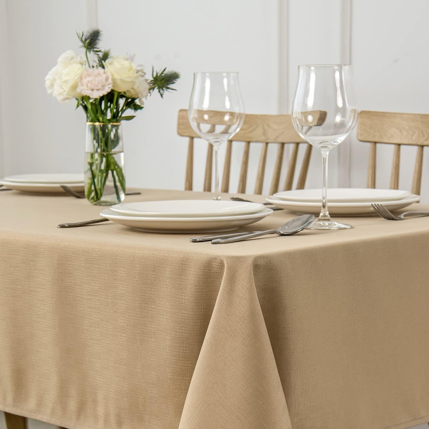 Mantel rectangular tela Slubby impermeable 52x70pulg