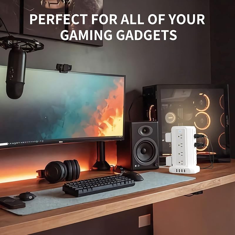 Regleta sobretensiones 16 salidas 4 USB escritorio 5ft blanco