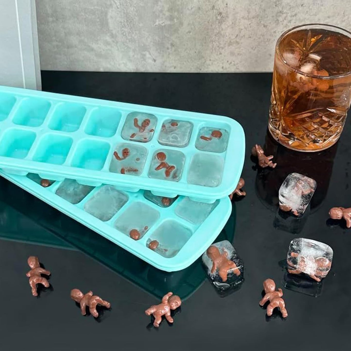 Set 36 bebés 1.2" bandejas cubitos hielo con figuras