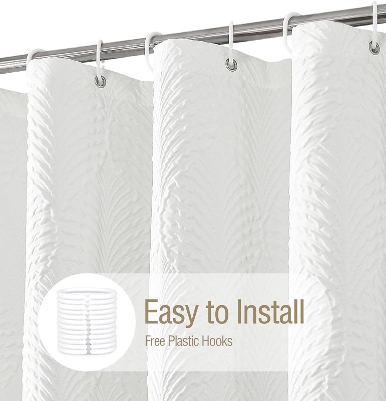 Cortina ducha 72x84pulg tela blanca texturizada 3D moderna
