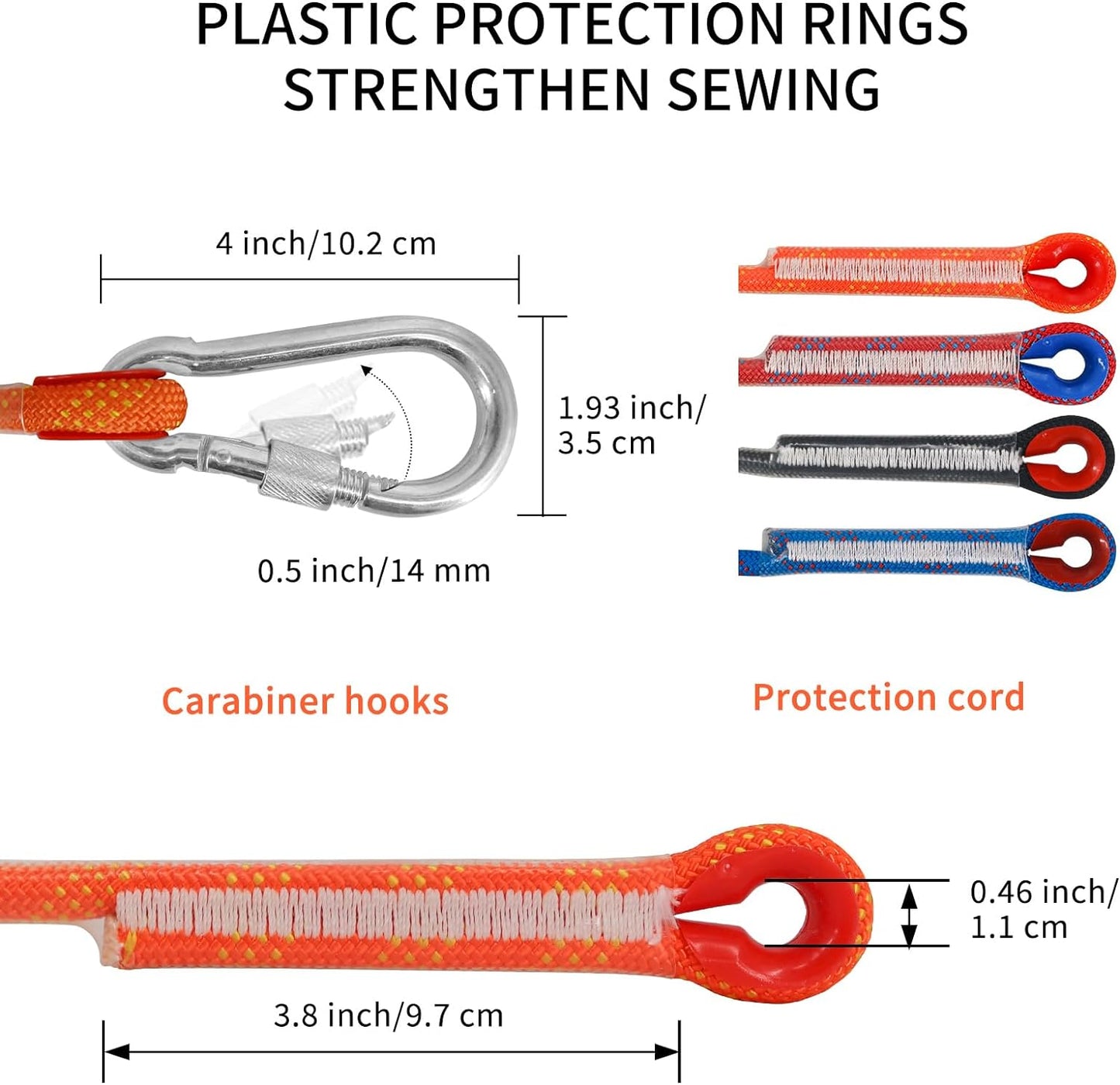 Cuerda escalada 8mm 10mm con ganchos acero para rescate