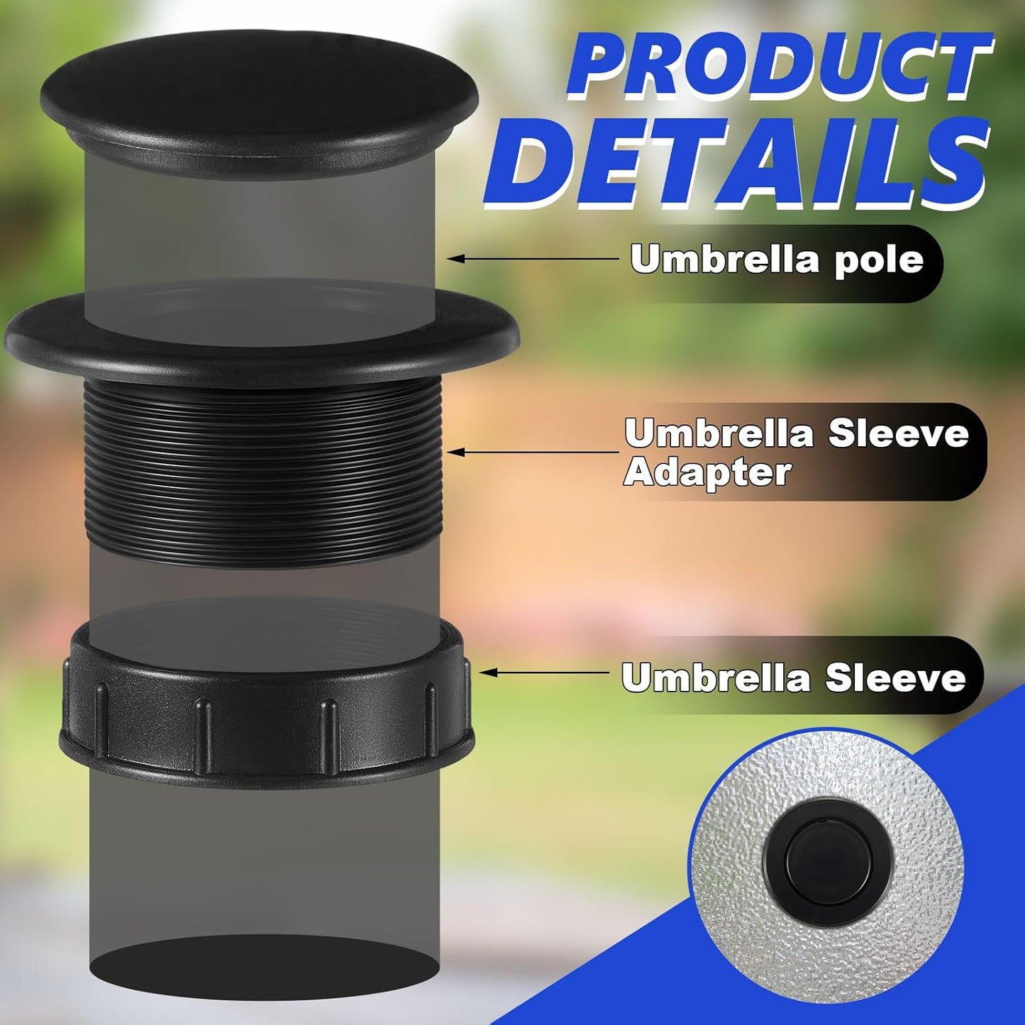 Set enchufe y tapa sombrilla exterior mesa patio negro