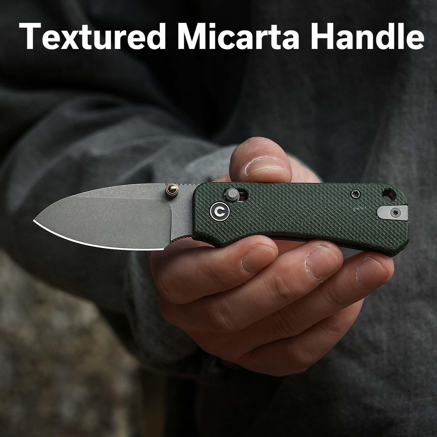 Cuchillo plegable EDC con mango micarta y abridor titanio