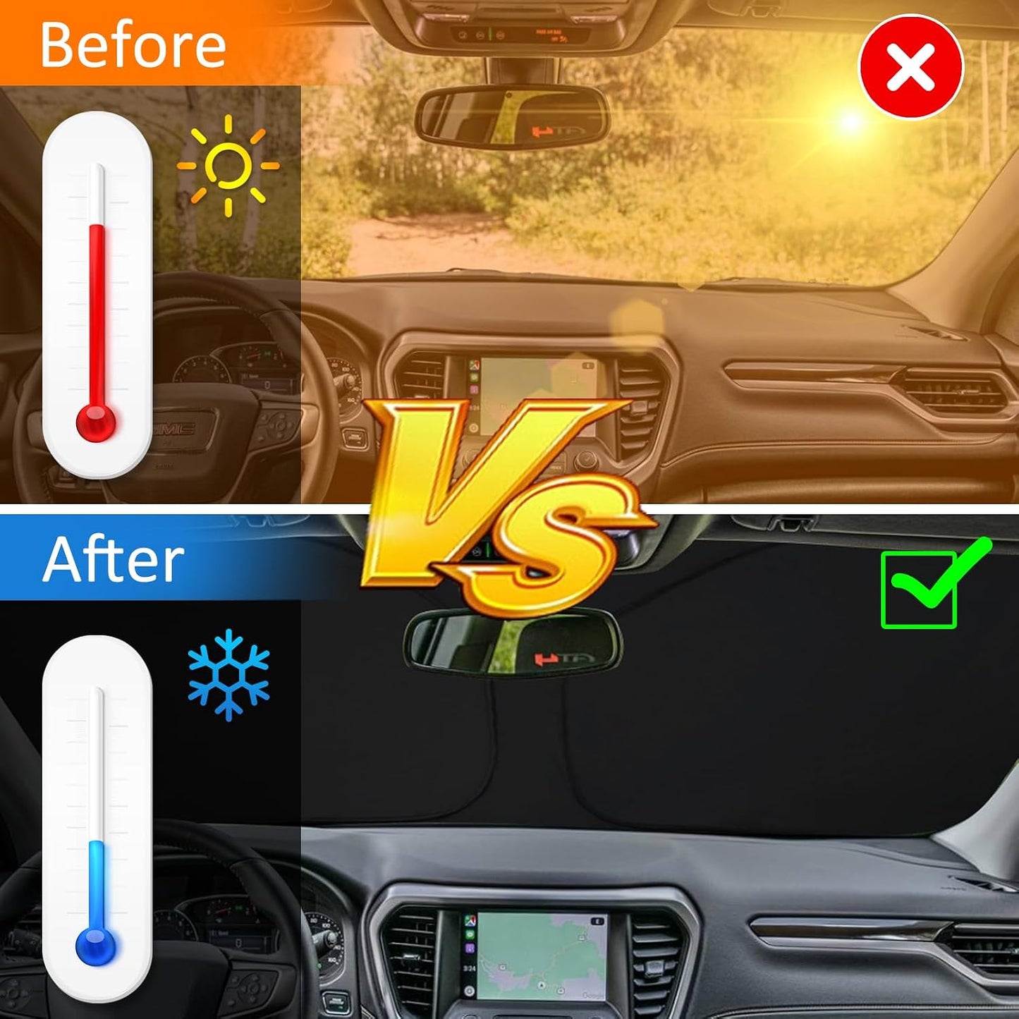Protector parasol frontal GMC Acadia 17-23 plegable UV