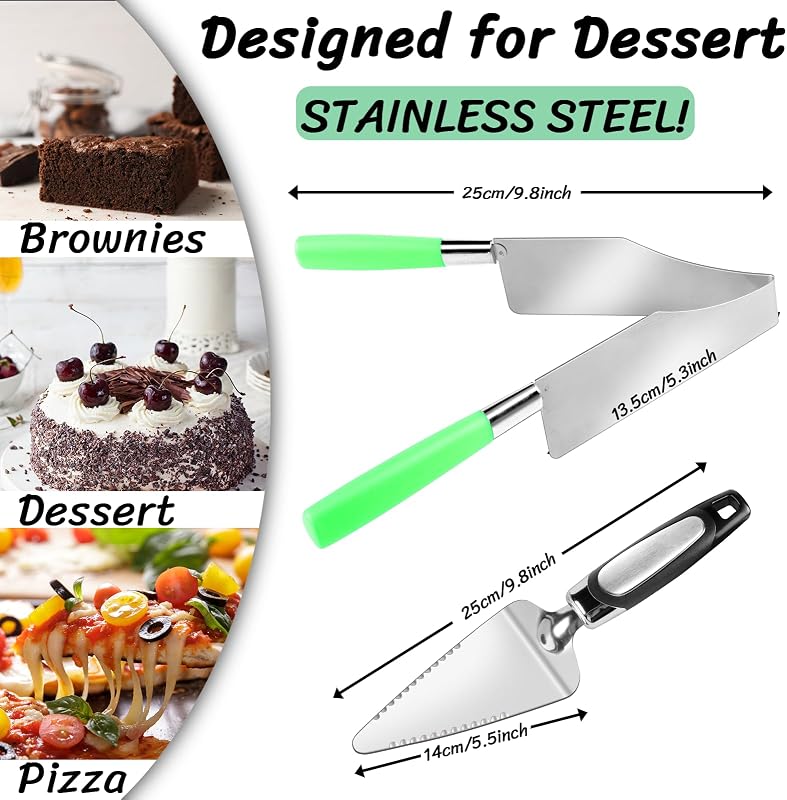 Set 2 Pzas Servidor y Cortador Pasteles Acero Inox Verde