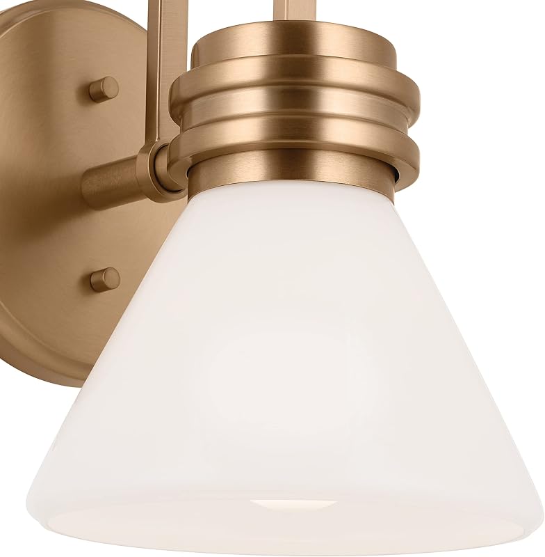 Aplique pared 9.5pulg luz cristal opalino bronce champán