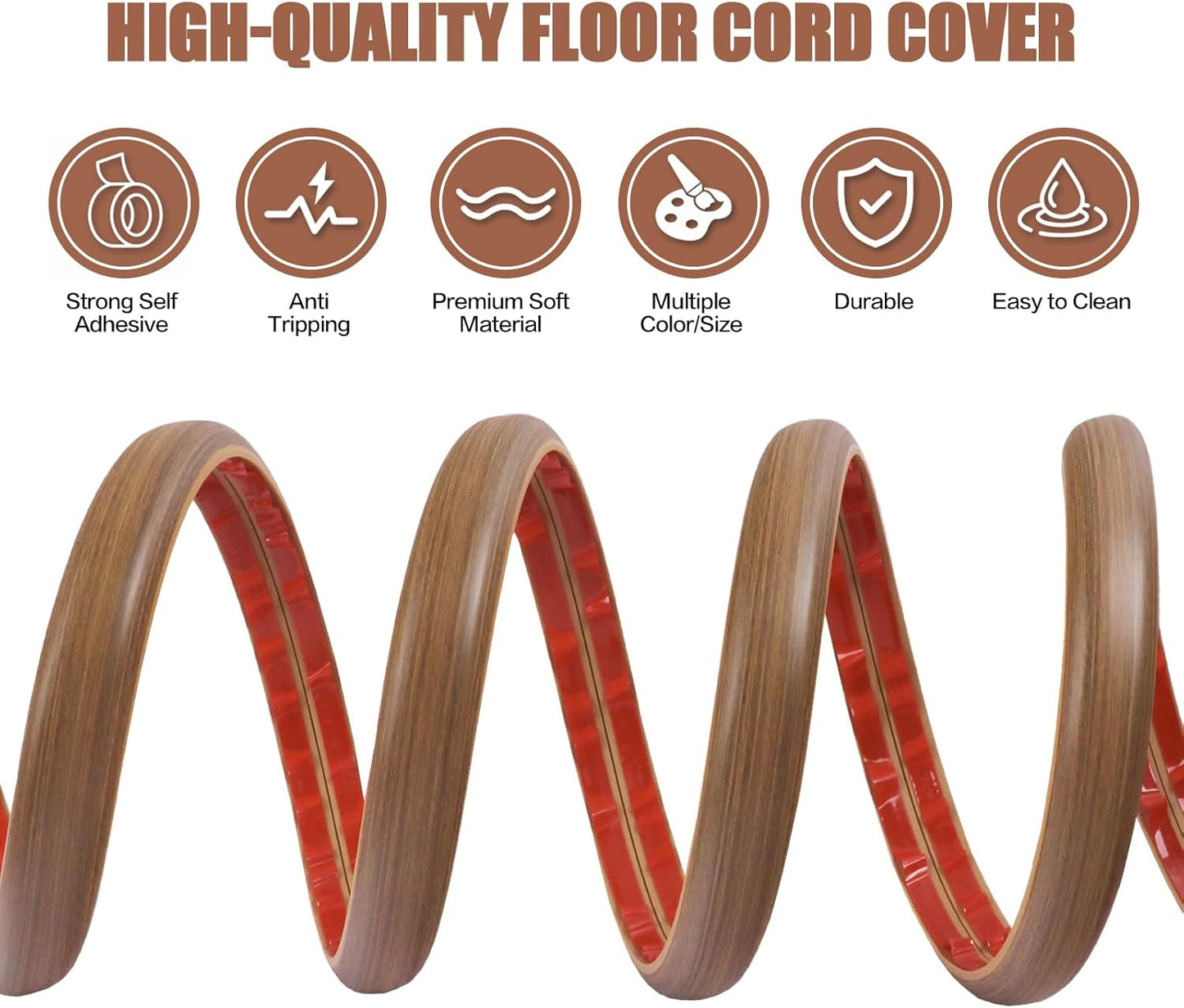 Cubierta autoadhesiva para cables de piso 3.3ft
