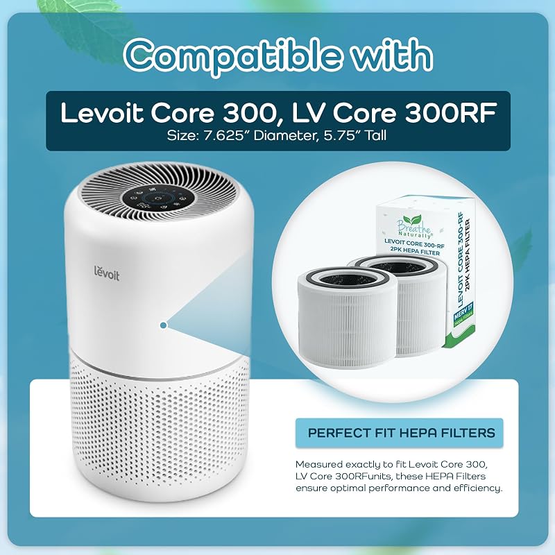 4 Filtros HEPA Repuesto para Purificador Levoit Core 300