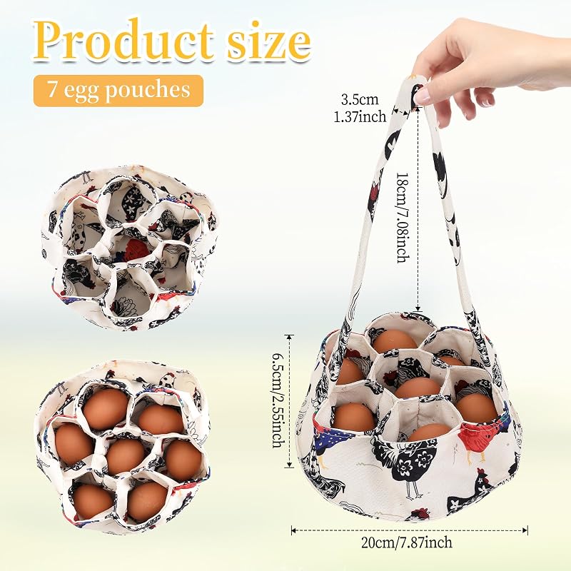Cesta recolección huevos 7 bolsas antiaplastamiento portátil