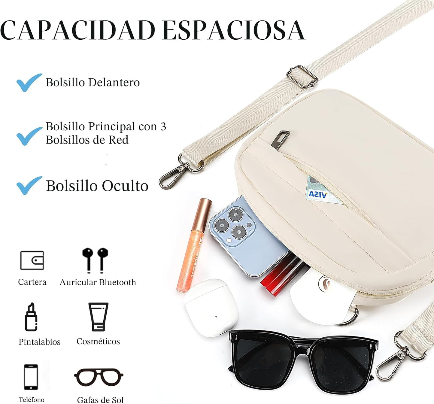 Bolsos cruzados mujer riñonera correa ajustable