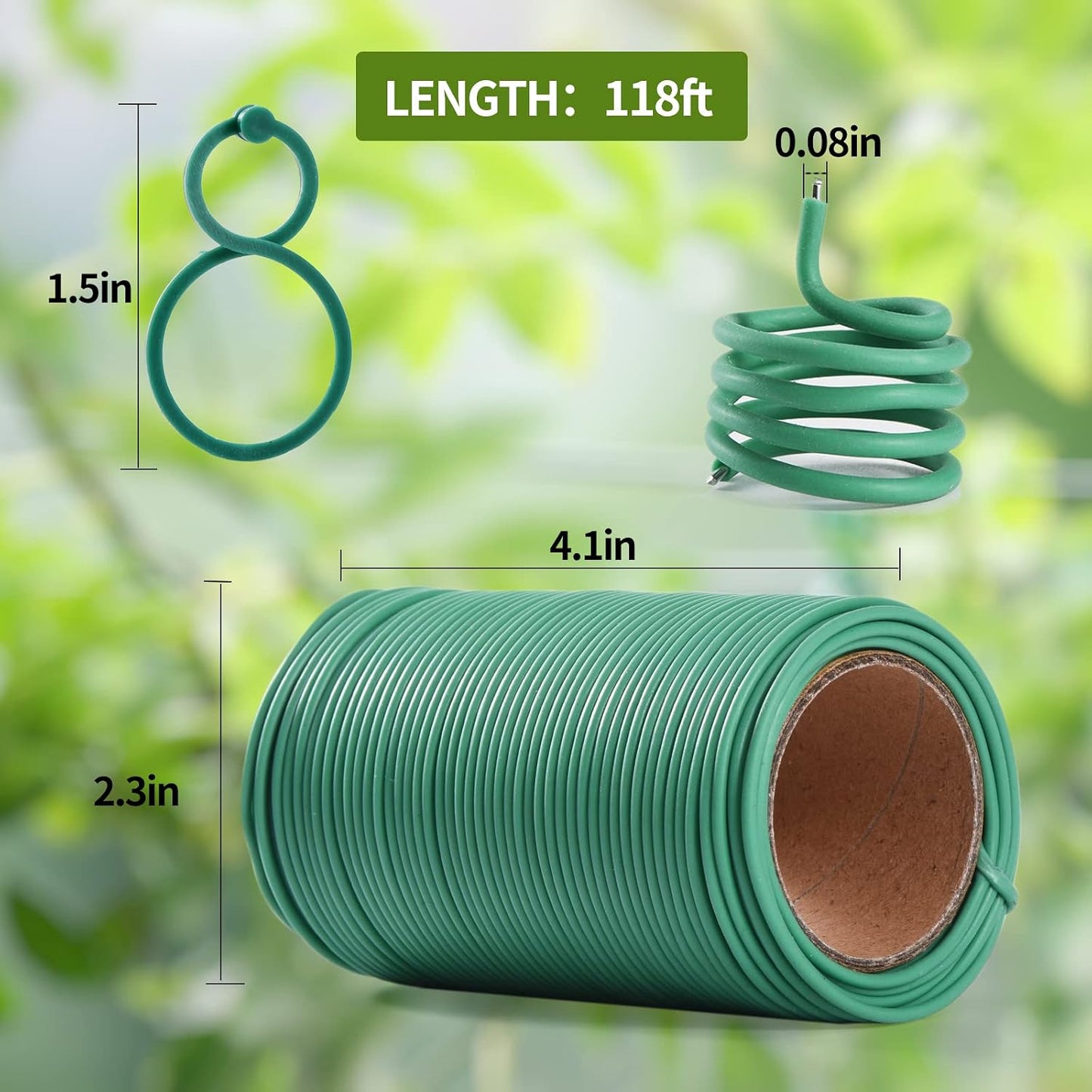 Lazos jardín TPR verde con 20 clips para plantas