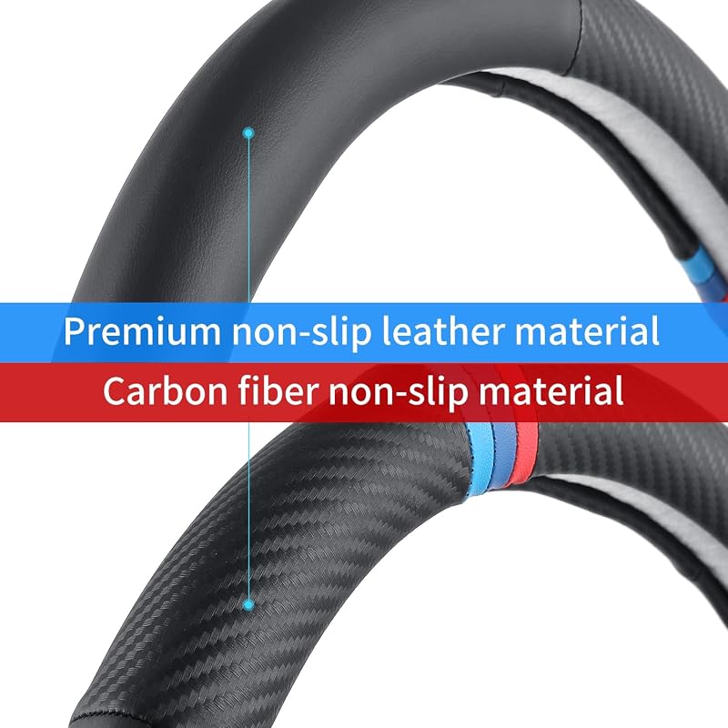 Funda volante fibra carbono cuero antiderrap 15pulg