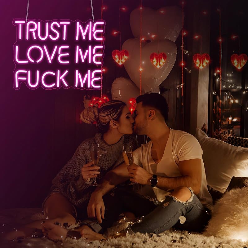 Letrero neón rosa TRUST ME LOVE ME para hogar y fiestas