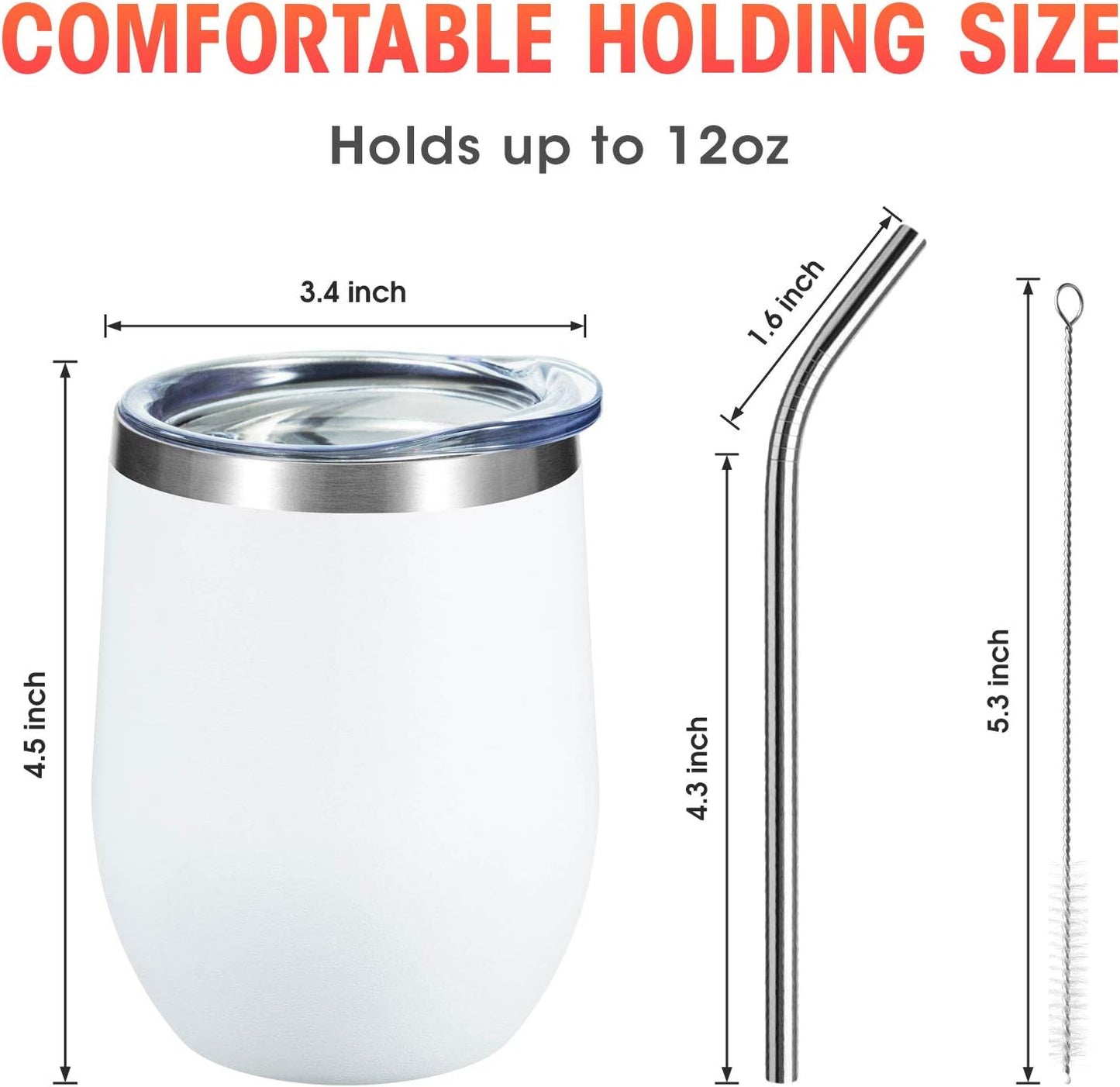Vaso acero inox doble pared 12oz con tapa y pajita set 8