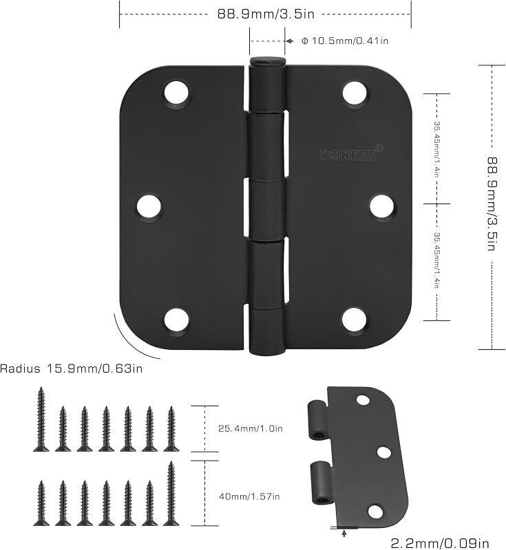 30 Bisagras Puerta Negro Mate 3.5" Residencial