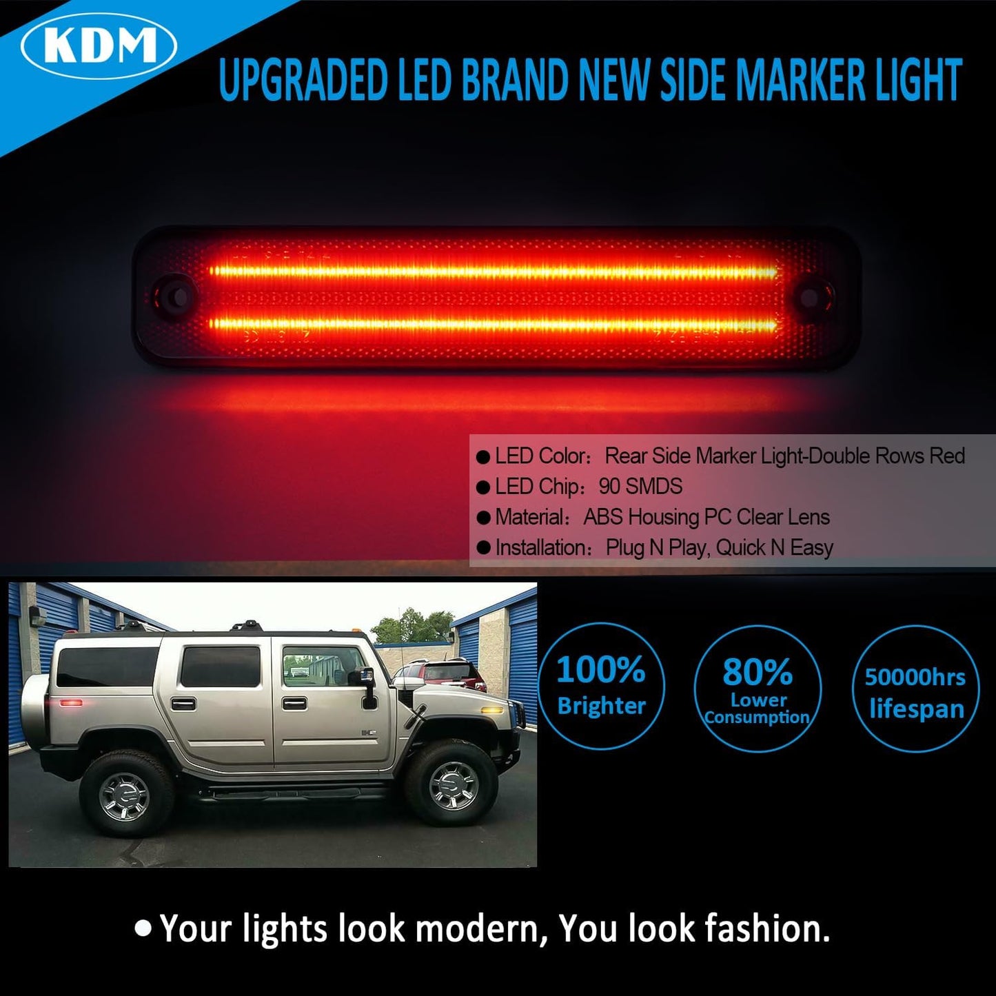 Reflectores parachoques Hummer H2 doble fila rojo