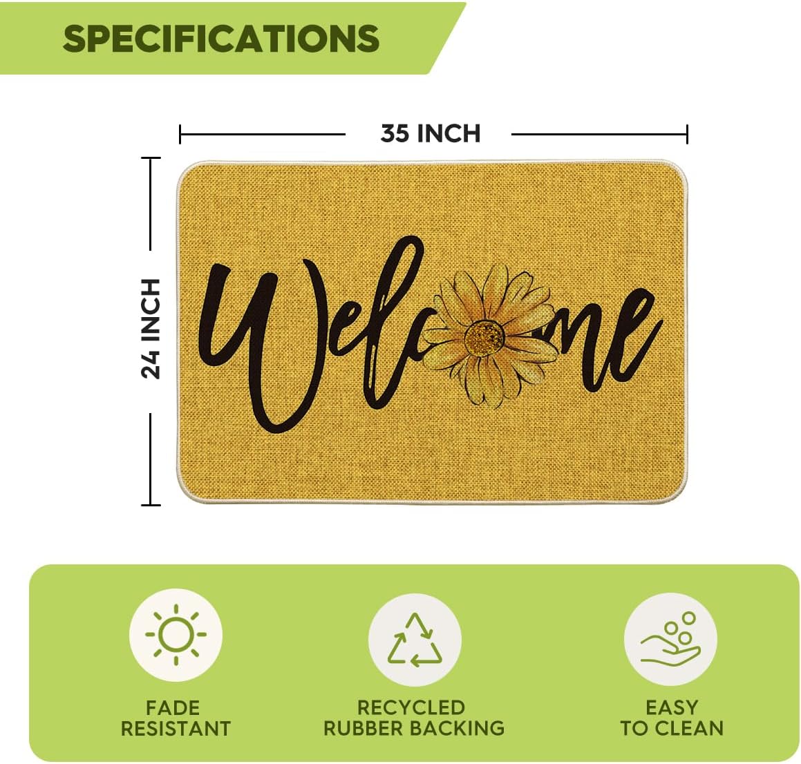 Tapete bienvenida primavera girasol 24x35pulg
