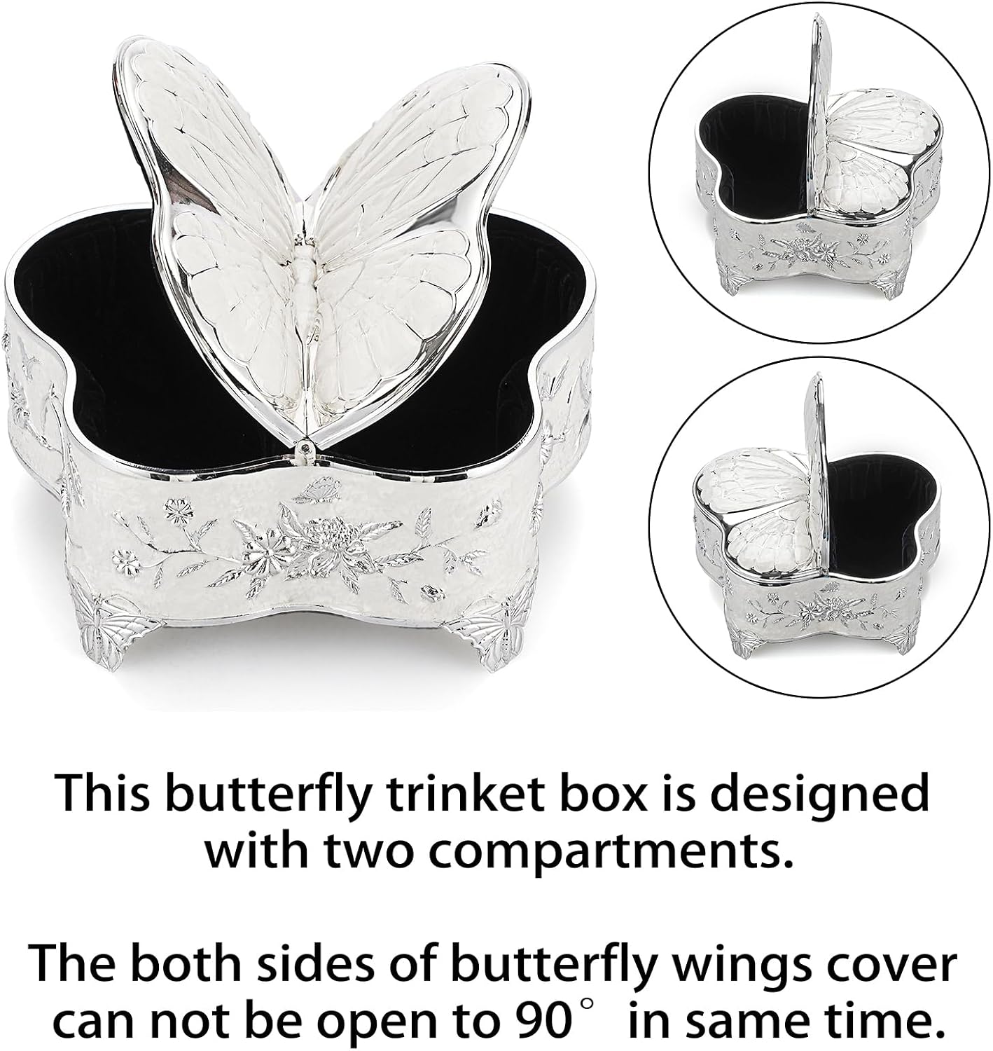 Joyero vintage mariposa para mujer grande