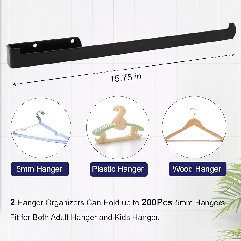 2 Soportes Perchas Estante Almacenamiento Pared 15pulg Negro