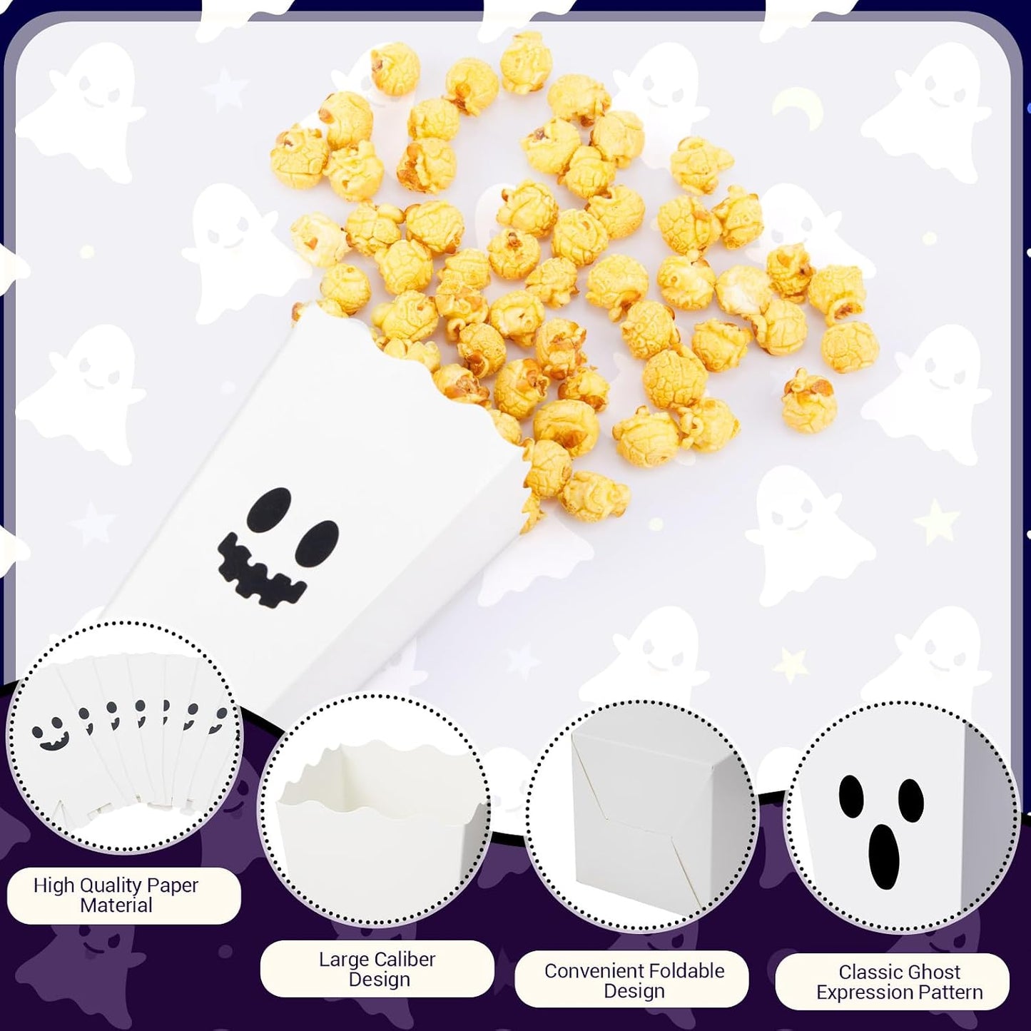 48 Cajas Palomitas Halloween Tema Fantasma Suministros