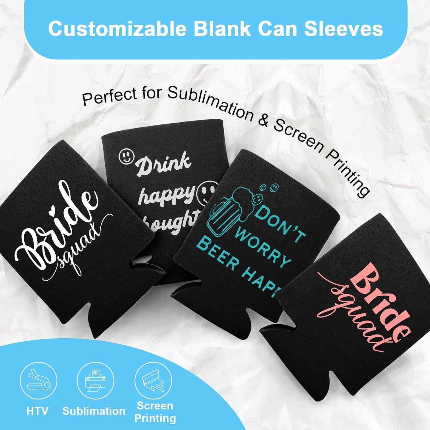 25 Fundas Enfriadoras Latas 12-16oz Espuma Aislante Blanco