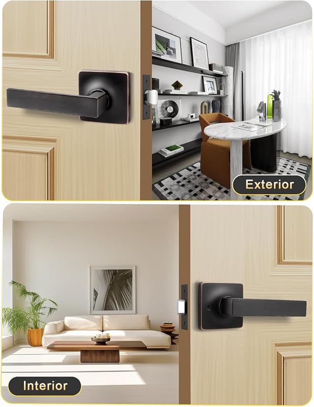 Pack 10 Manijas Puerta Bronce Aceitado Cuadradas Resistentes