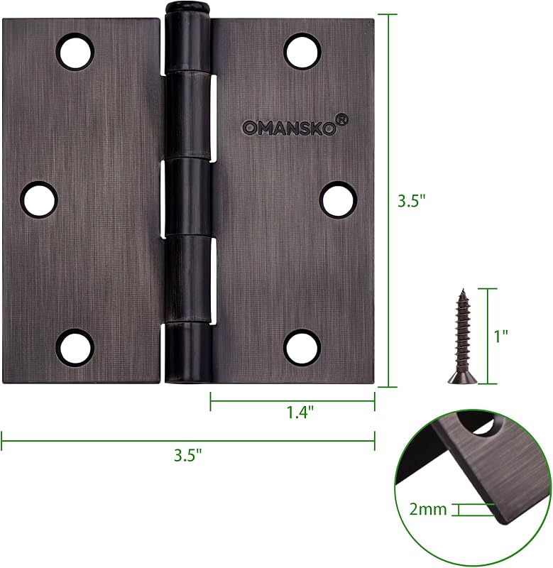12 Bisagras Bronce Frotado 3.5x3.5pulg Madera Dormitorio