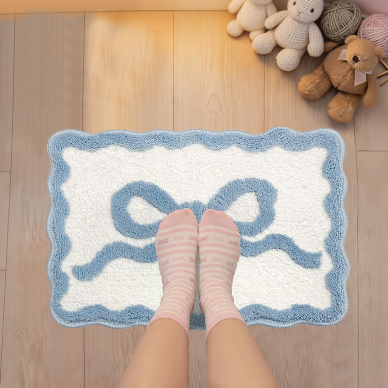 Alfombra baño con lazo festoneado microfibra antiderrap