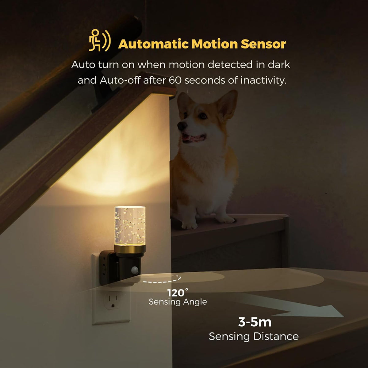 Luz Nocturna Sensor Movimiento 2 Pzas Led 1W Regulable 0-100lm