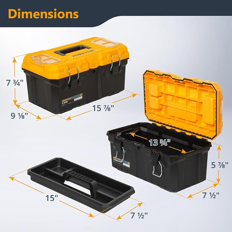 Caja herramientas 16" con bandejas metal cerradura