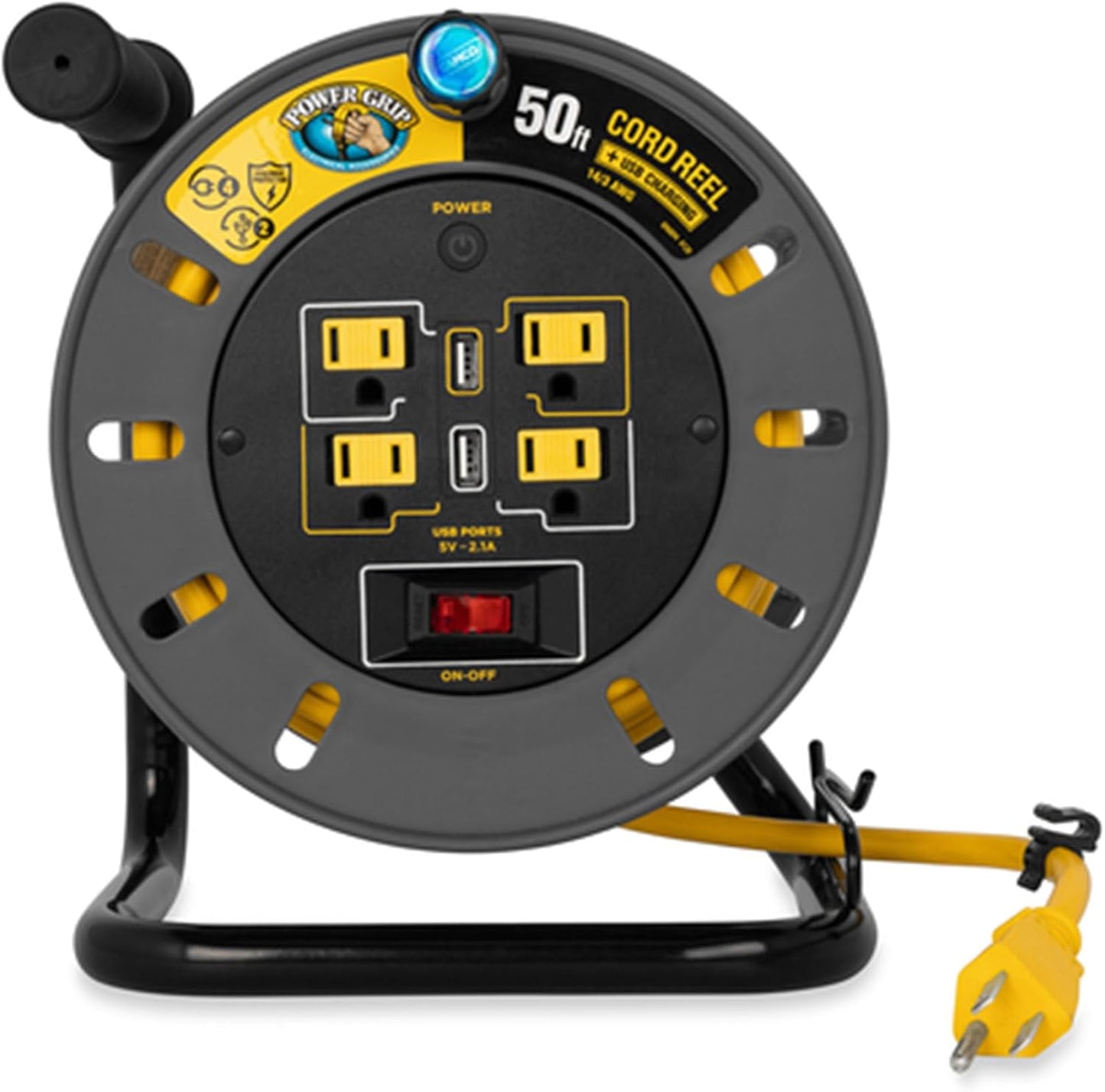 Carrete cable extensión RV 50ft 13A 125V 4 tomas USB