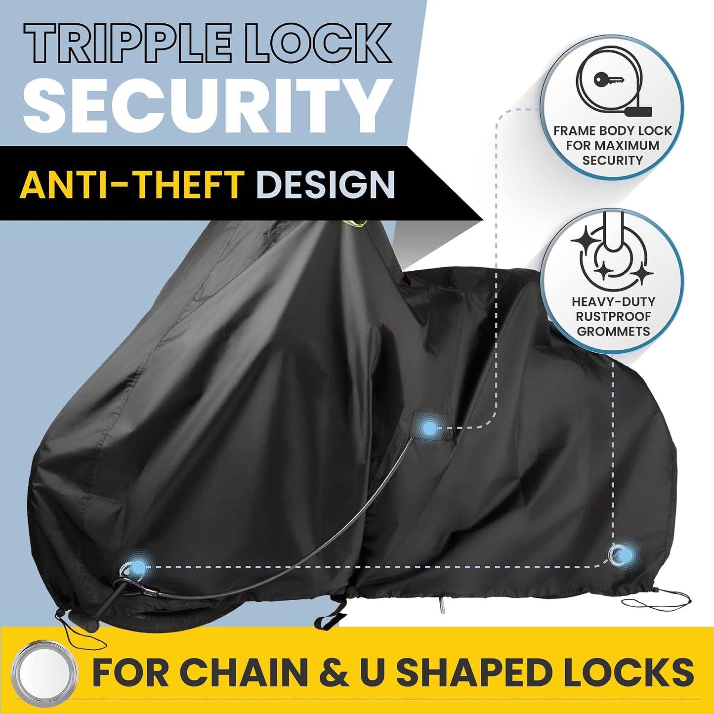Funda impermeable bicicleta 1 o 2 ruedas antirrobo