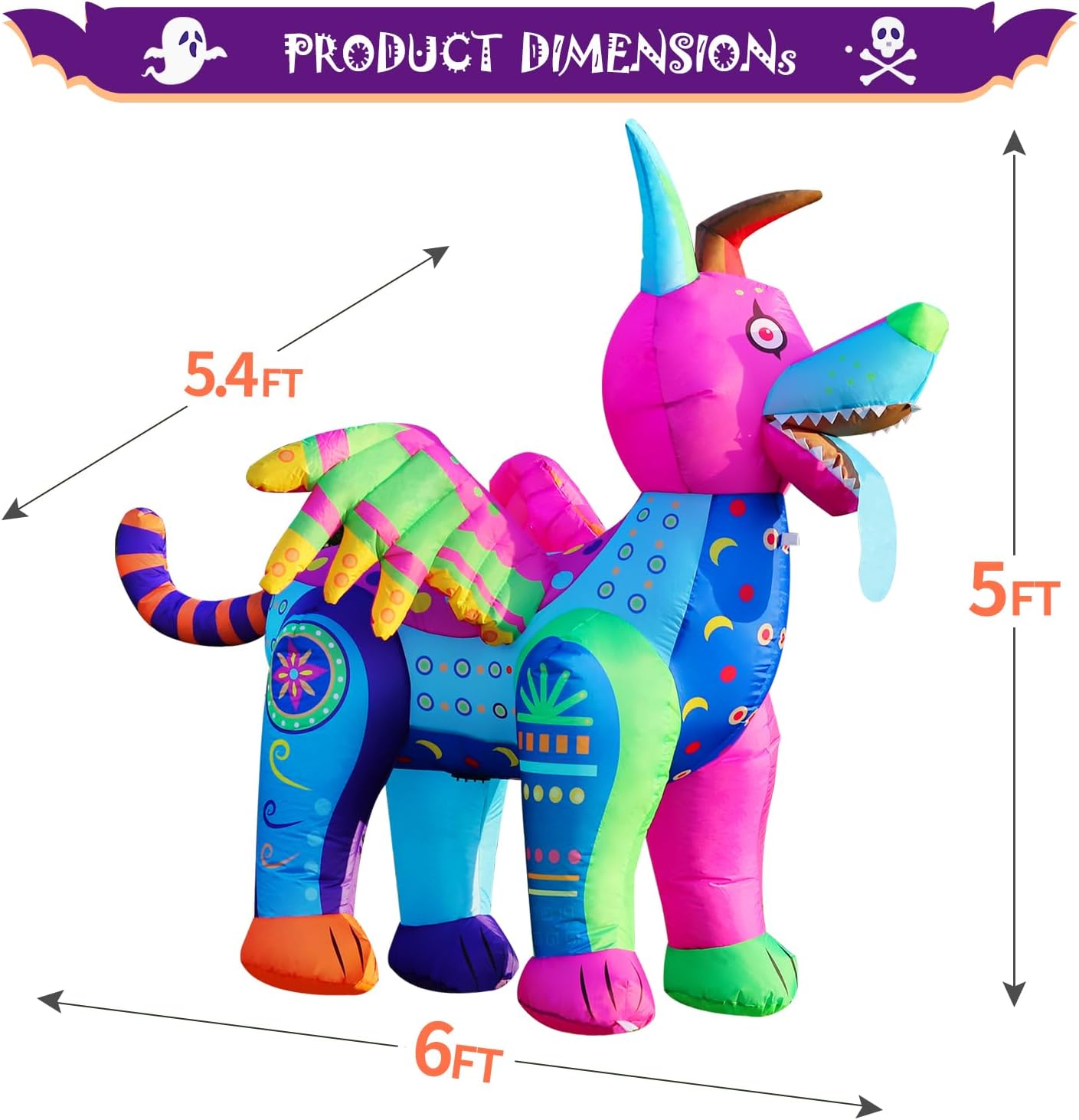 Decoración inflable Halloween Alebrije LED para jardín