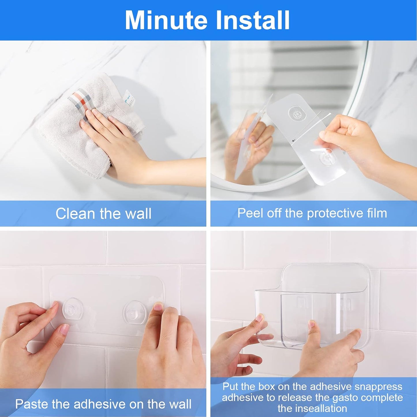 Organiz. acrílico autoadhesivo para pared baño cocina