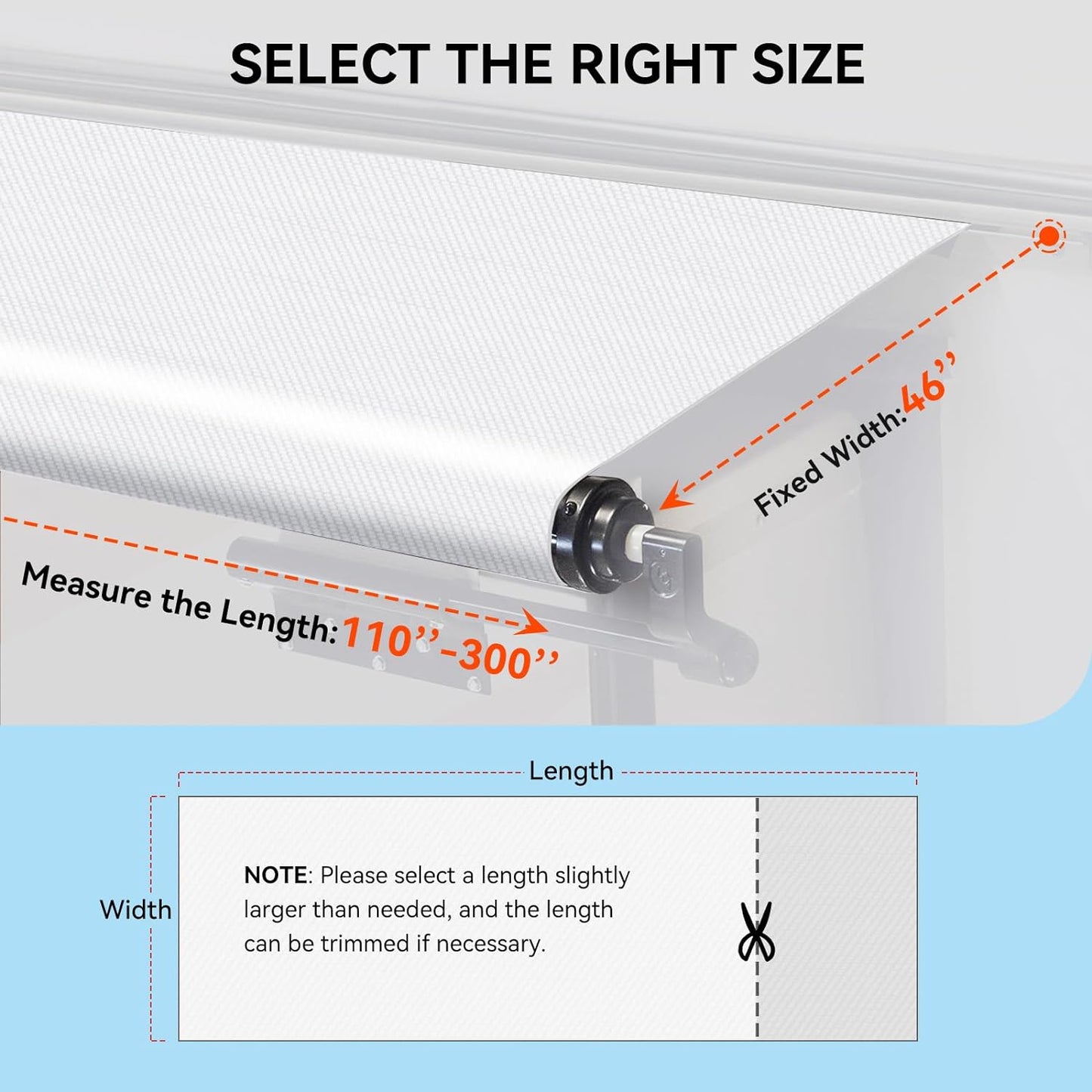 Tela toldo deslizante RV universal resistente 110'' blanco