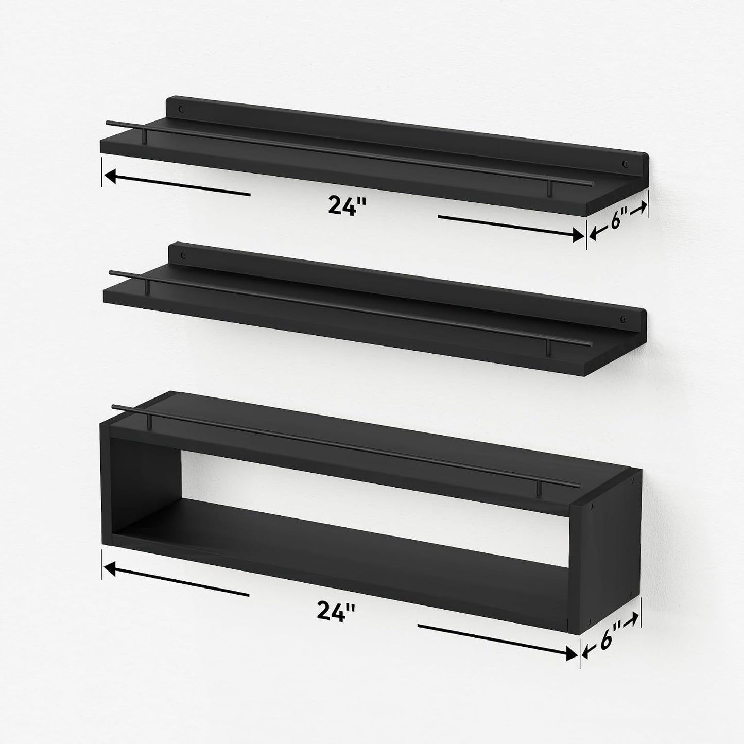 Estantes flotantes pared 24" riel metal baño