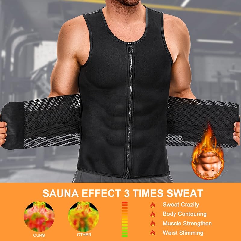 Chaleco sauna entrenamiento cintura hombre neopreno