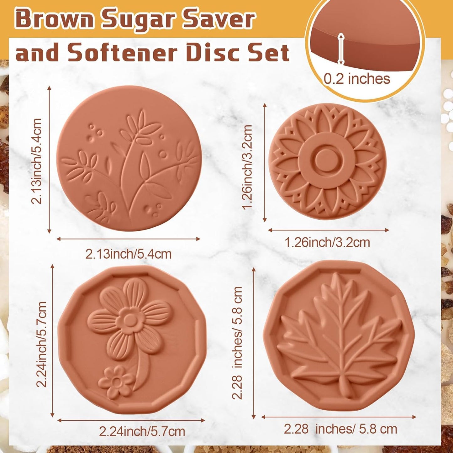 Juego de 4 discos suavizantes de azúcar morena terracota con oso estilo flor