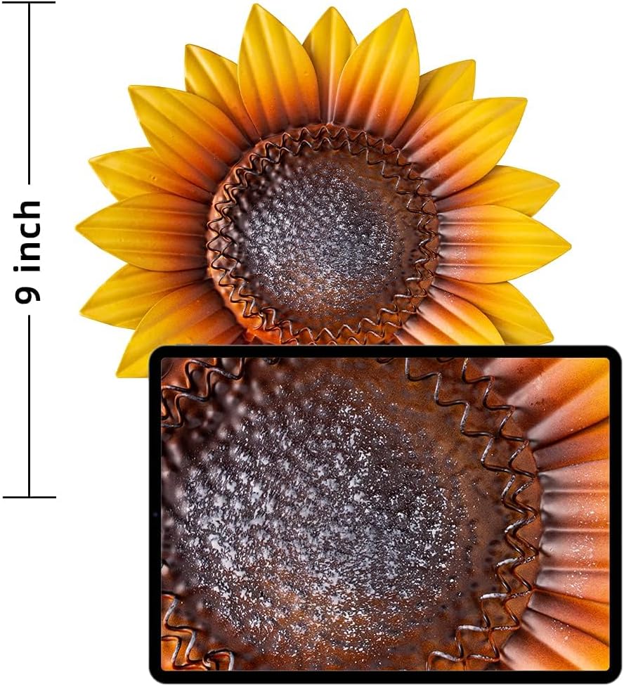 3 Pzas Decoración Pared Girasol Metal 9" para Cocina Baño