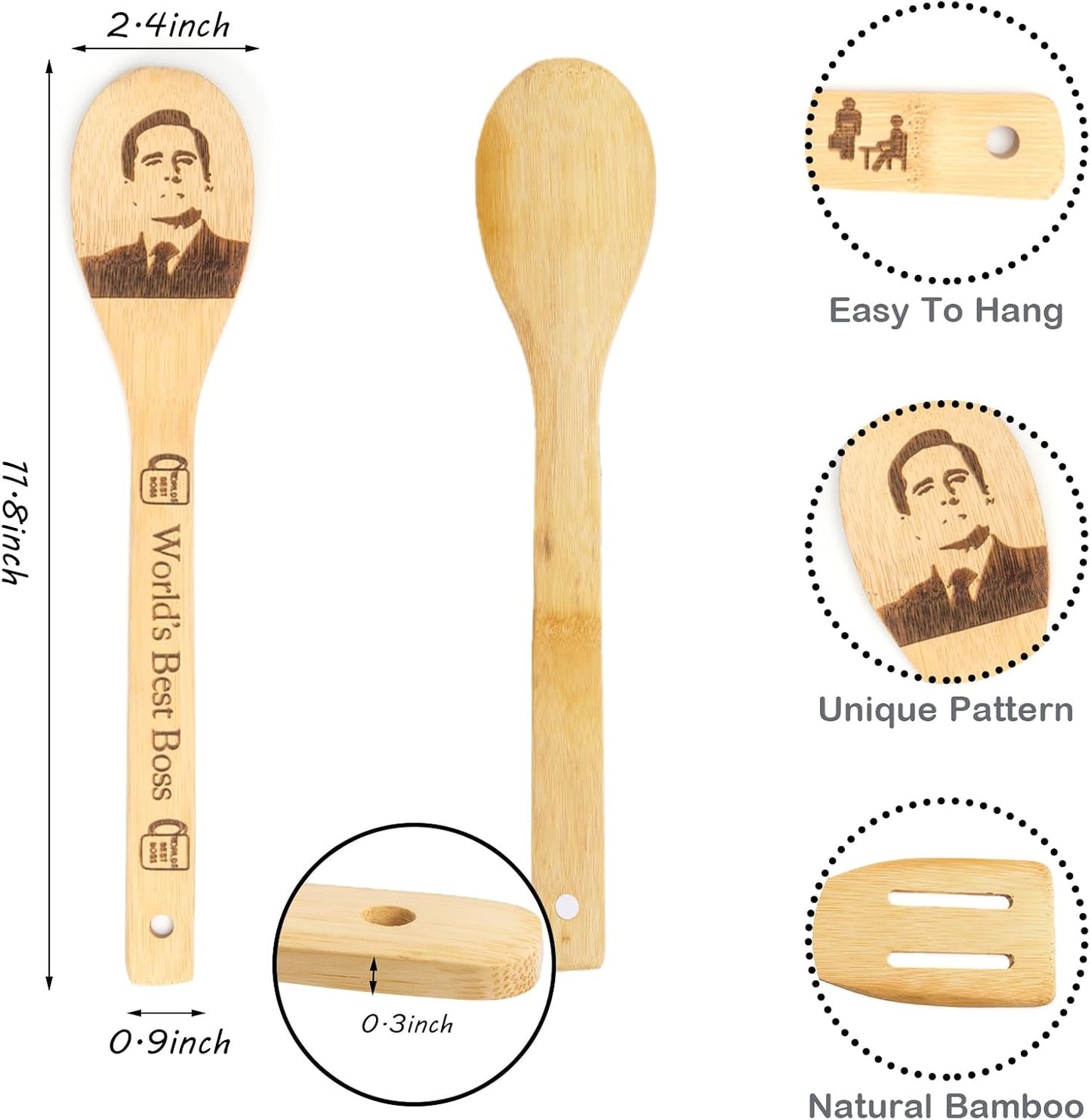 Juego 6 cucharas madera soporte antiadherente para cocinar