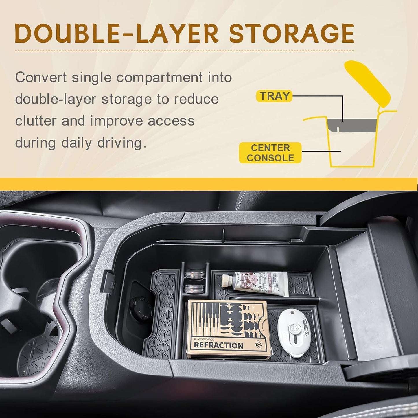 Bandeja organizadora consola Toyota Ravy Prime 2021-25 2 Pzas