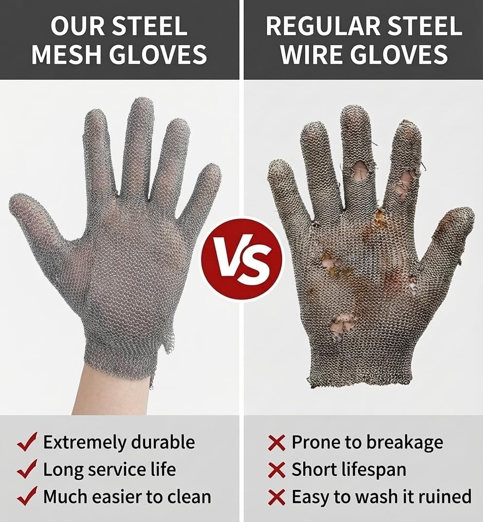 Guantes malla acero inox resistentes cortes grado