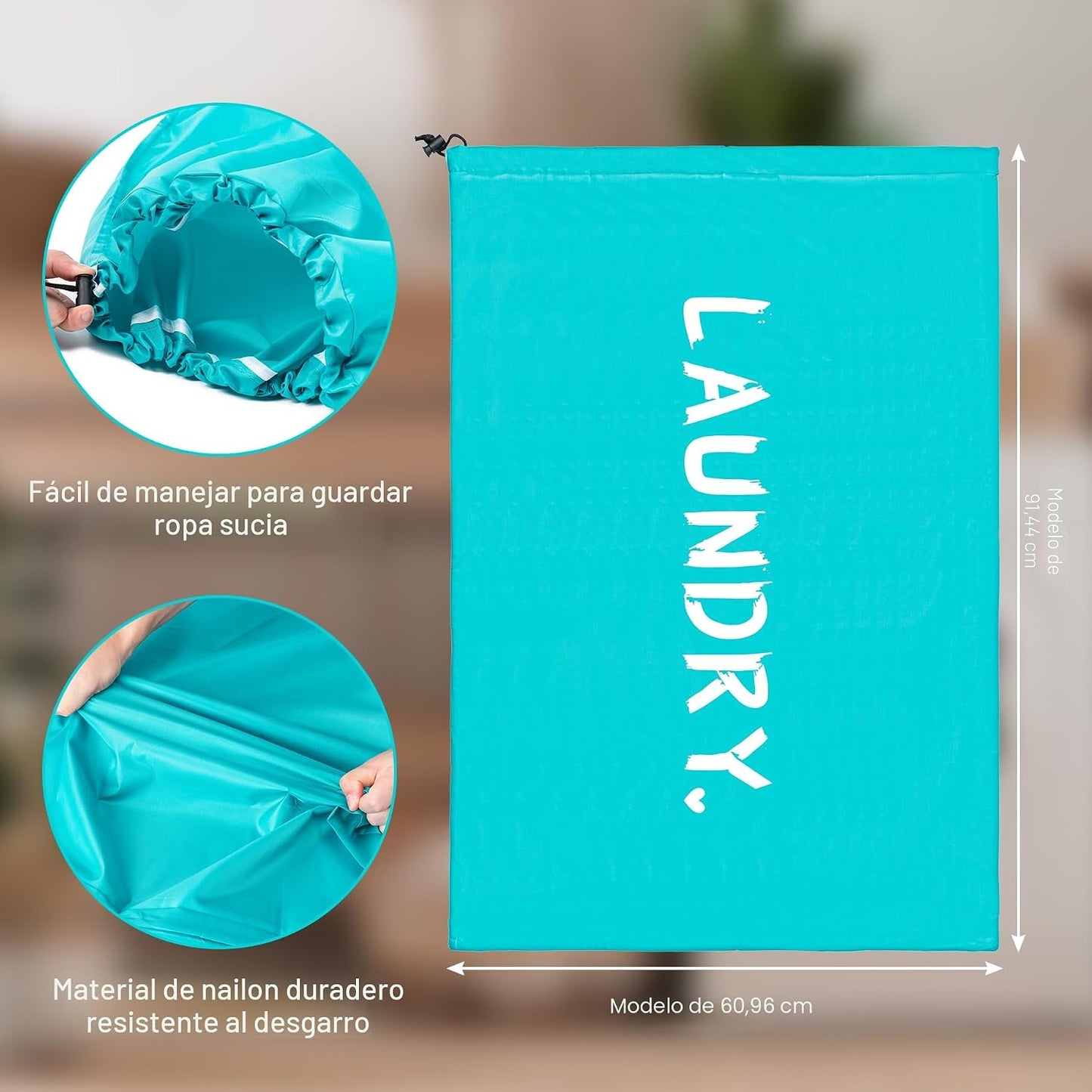 2 Pzas Bolsas Lavandería Viaje XL con Cordón 4 Cargas