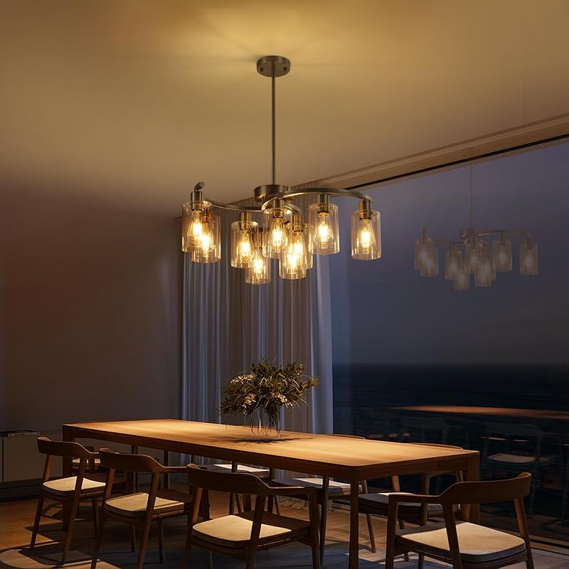 Lámpara araña 9 luces níquel cepillado ajustable comedor