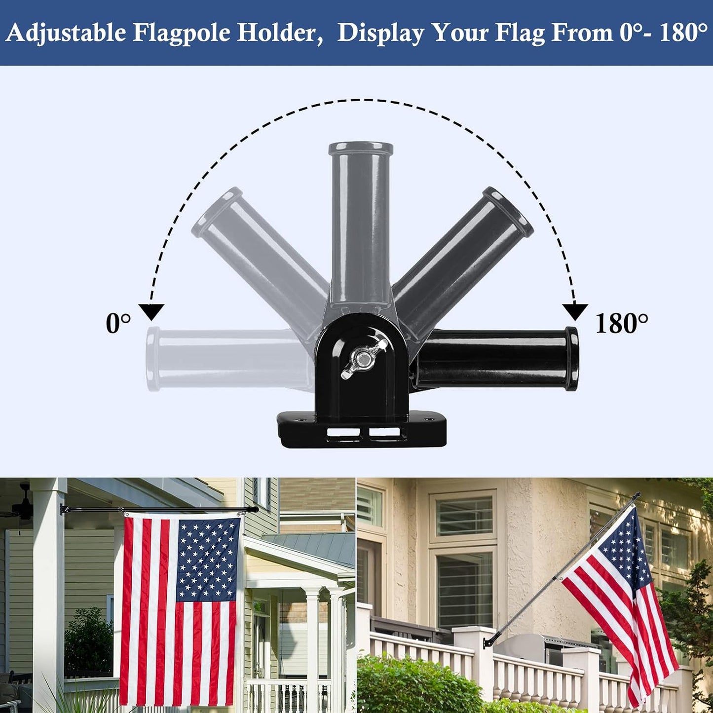 Soporte ajustable asta bandera aluminio negro 1"