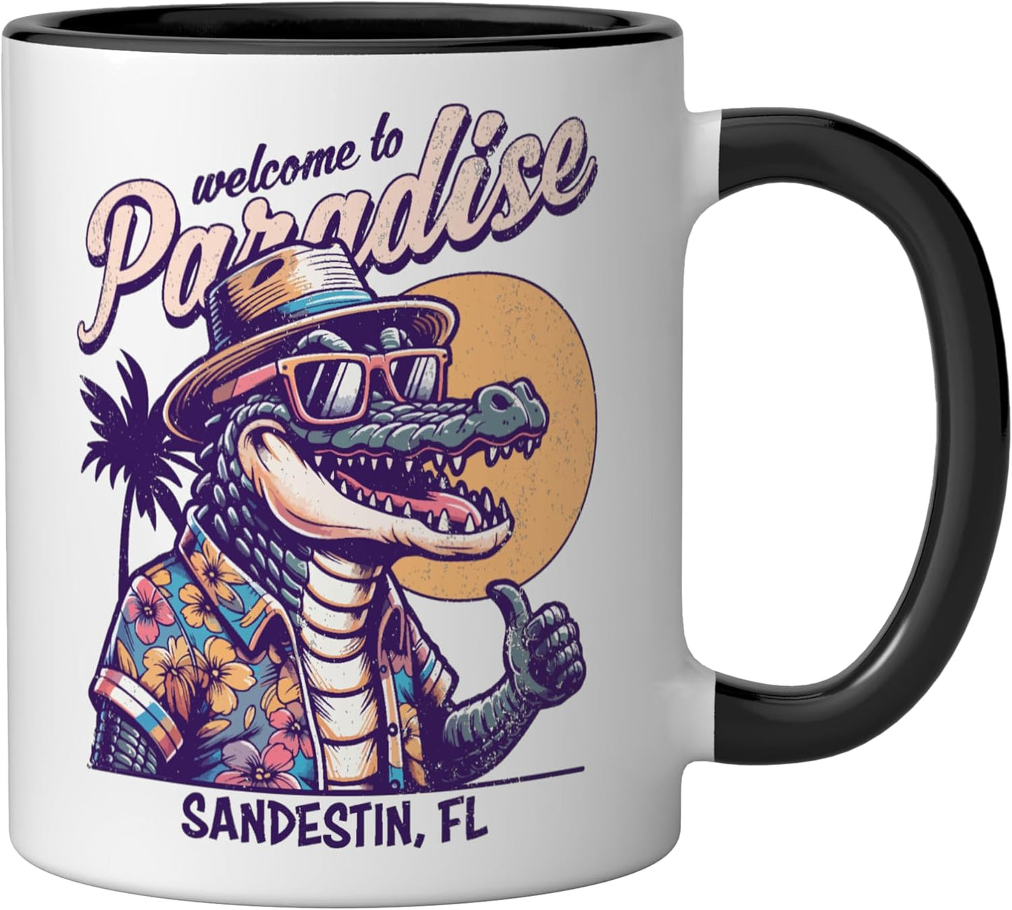 Taza Cerámica Sandestin Florida Estilo Retro Negro/Blanco