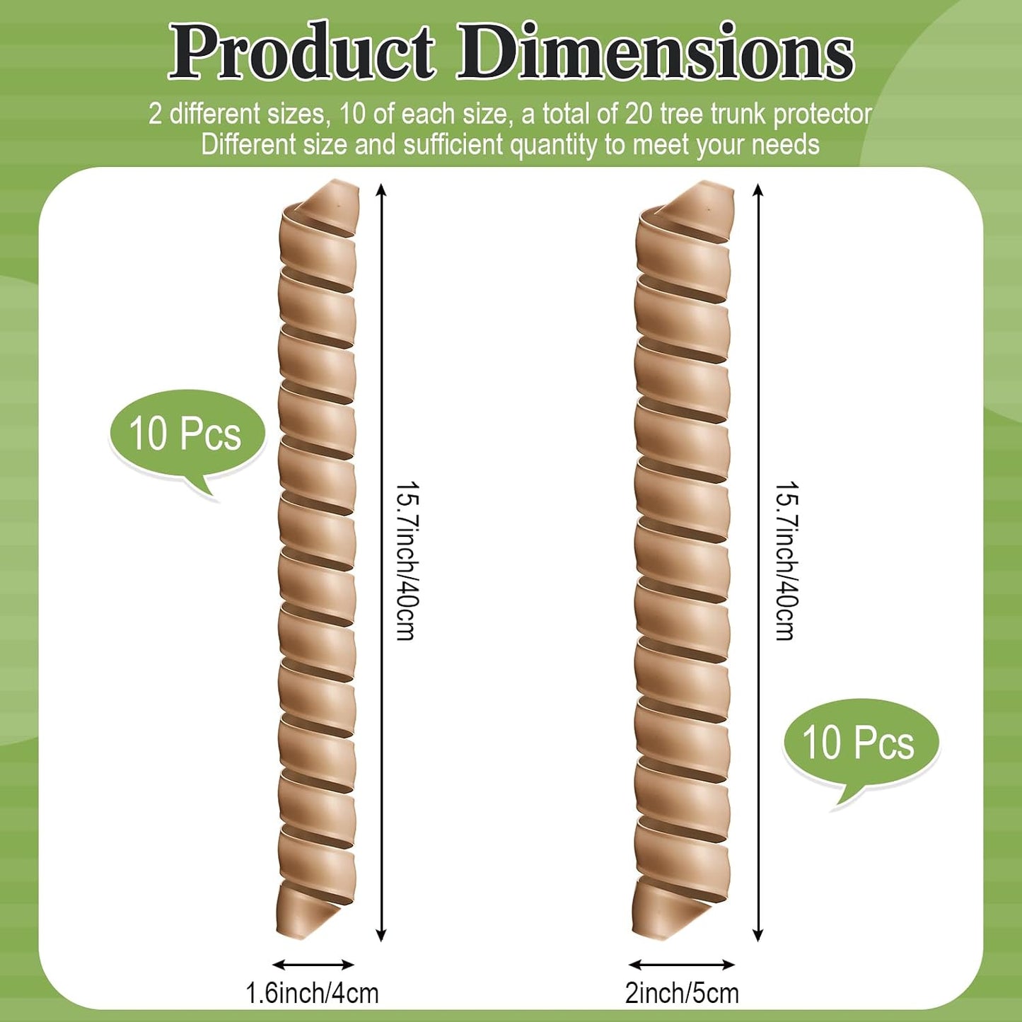20 Protectores Plástico Tronco Árbol Espiral Marrón