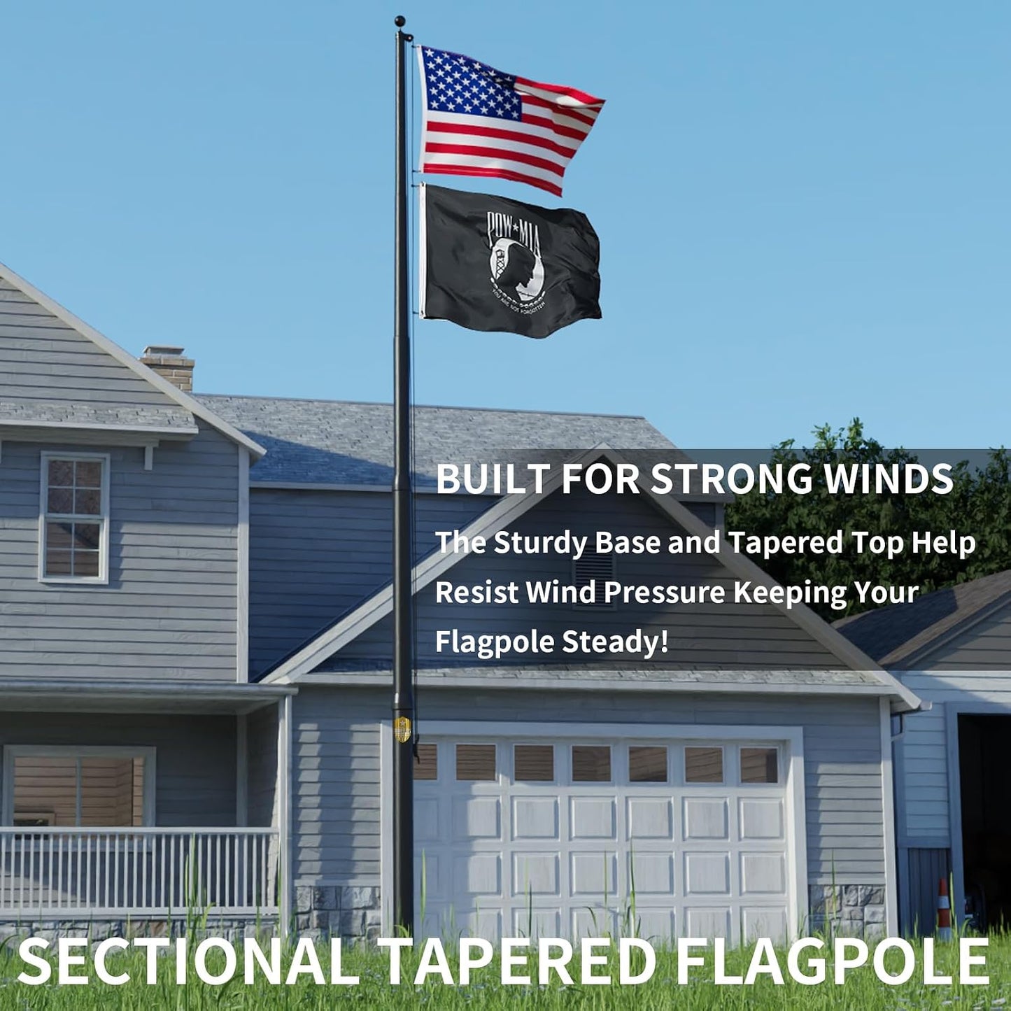Kit poste bandera aluminio 25ft resistente viento 100mph