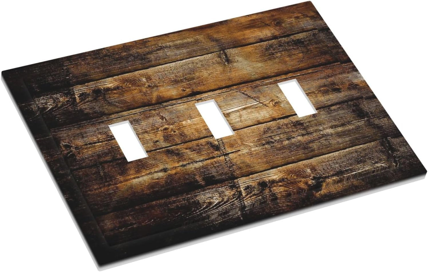 Placa interruptor madera rústica marrón envejecida 3